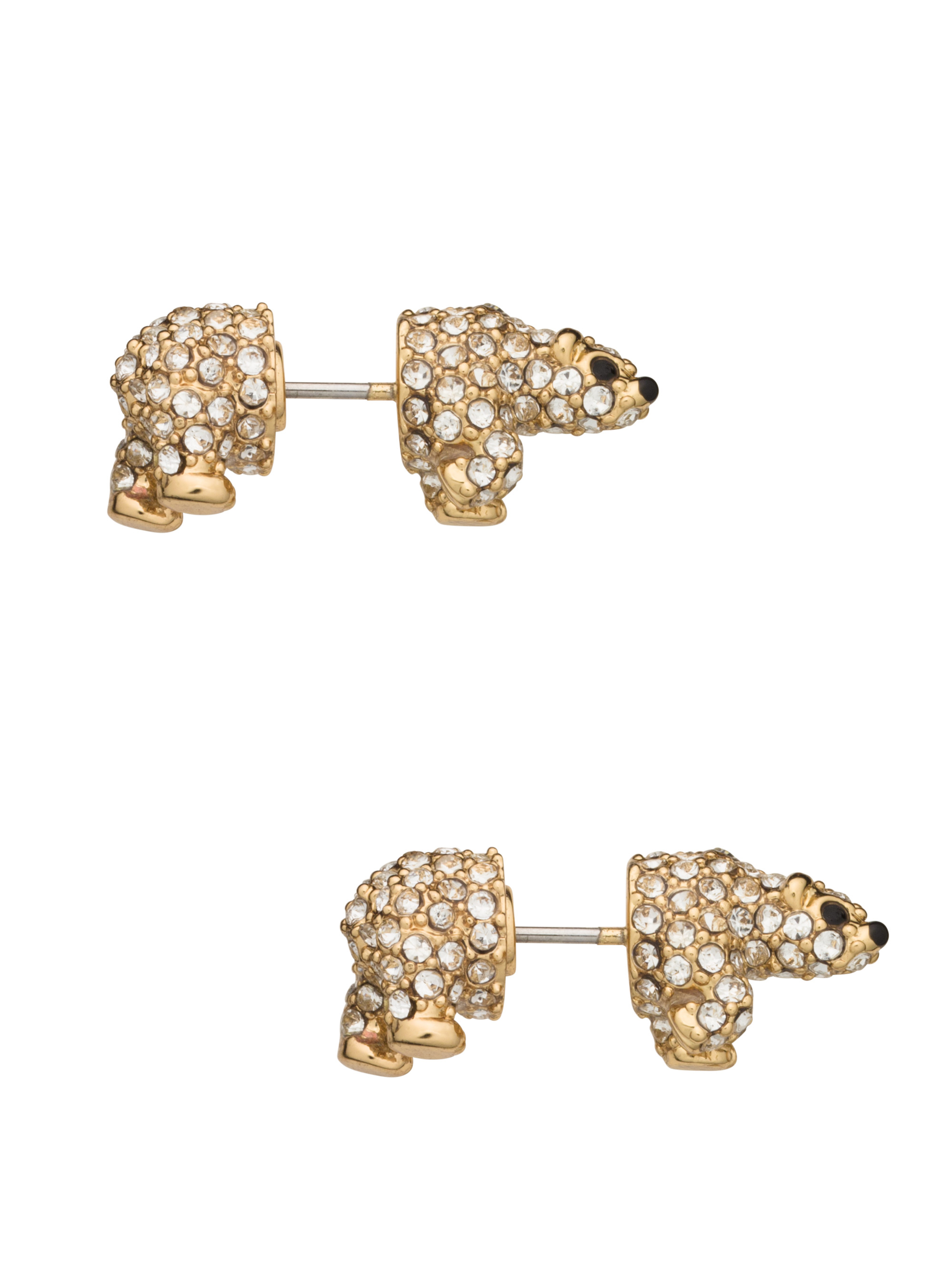 Kate Spade New York Cold Comforts Polar Bear Glass Crystal & Gold Studs  Earrings - 12k Gold