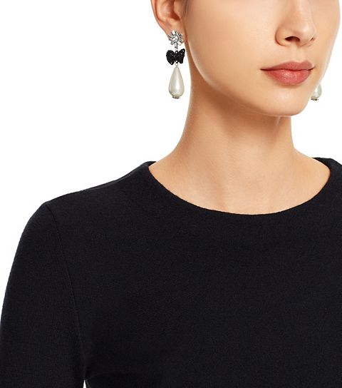 Tory Burch Crystal Stone Drop and Silver Statement Earrings