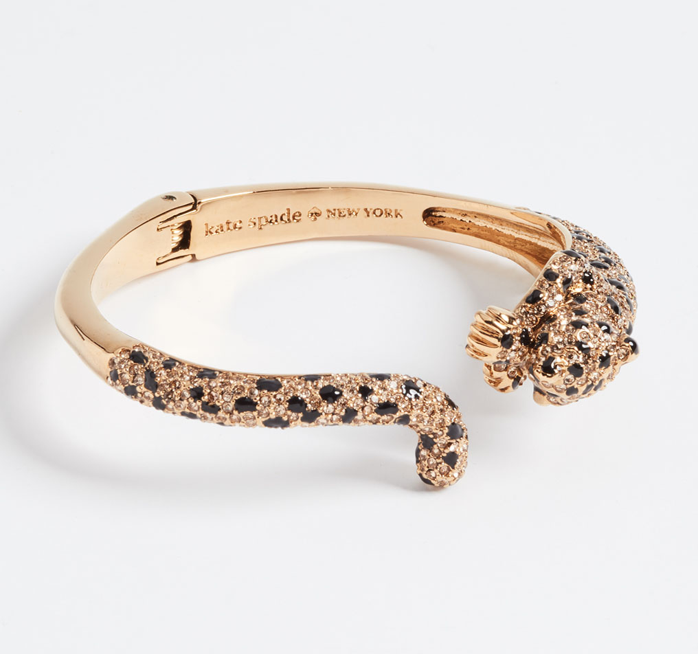 Kate Spade Gold Run Wild Cheetah Hinged Cuff Bracelet